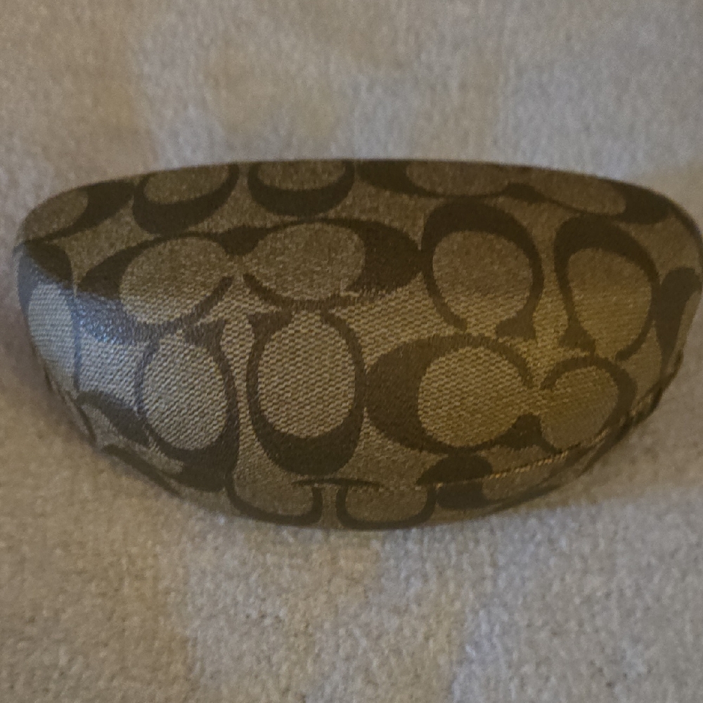 Coach Gold Brown Logo Sunglasses/Glasses Case AUTHENTIC Excellent Used Condition